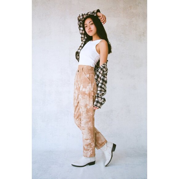 PAC SUN~ Women’s Tie-Dye Carpenter Pants Brown High-Waist Straight Leg Casual - Picture 13 of 16